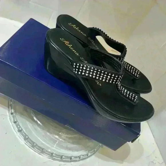 Athena Alexander Black Thong New Sandals with Rhinestones with BOX Size 7 - Picture 12 of 12